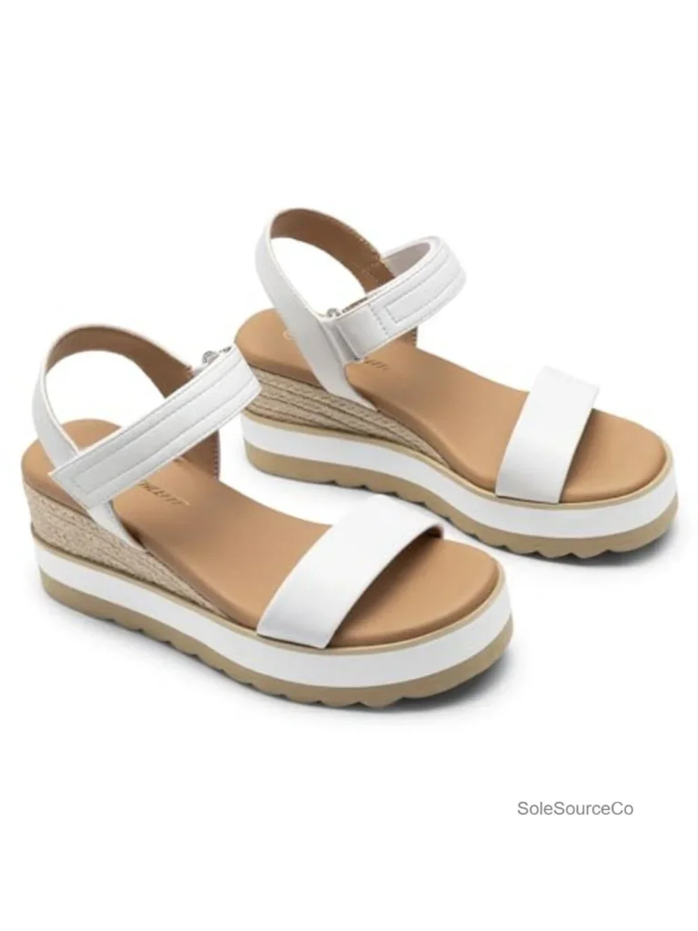 Women's Espadrille Wedge Sandals with Adjustable Strap, Cushioned Footbed, PU